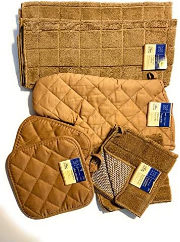 Home Collection 7 Piece BrownTowel Set - 2 Towels -2 Scrubber Dish