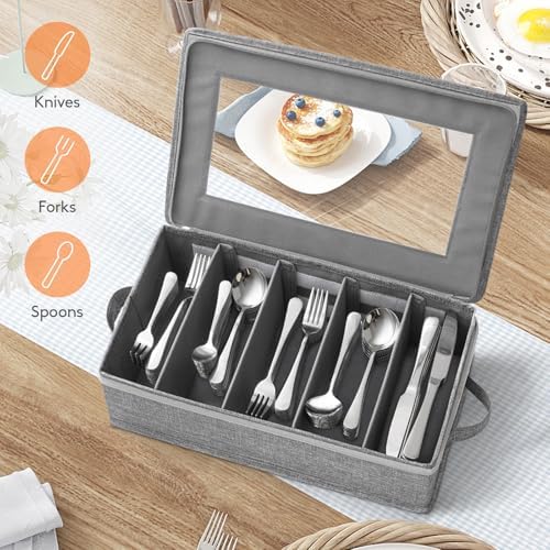 Lifewit Covered Silverware Storage Box with Zipper Lid