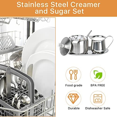 Sugar and Creamer Set, Coffee Serving Set, Stainless Steel Latte Milk