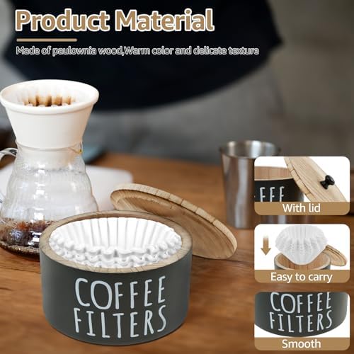 Coffee Filter Holder, Wooden Large Capacity Rustic Coffee Filter