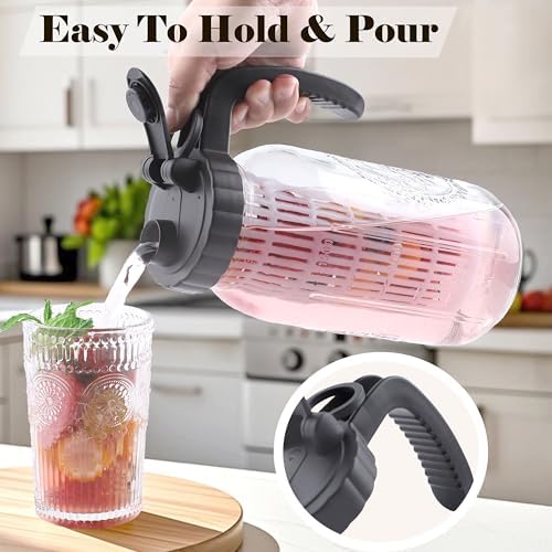 64 Oz Glass Mason Jar Water Pitcher With Infuser Half Gallon Mason Jug