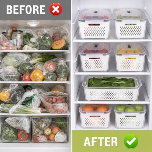 Fridge Fruit Storage Containers with Miesoo Design, 4.5L Produce Saver