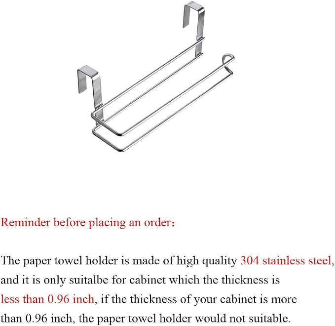 Paper Towel Hanger Holder Stainless Steel Kitchen Roll Paper Towel Holder - Image 2