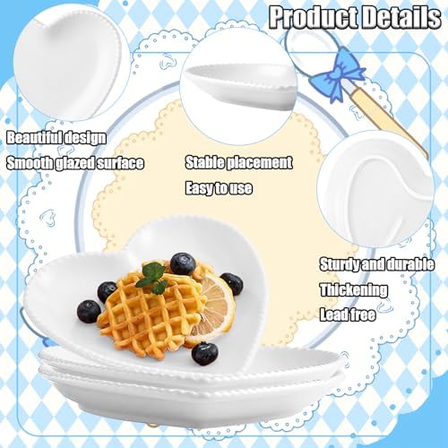 Ceramic Plates, 8 Pack Ceramic Dinner Plates Heart Dishes, Dessert