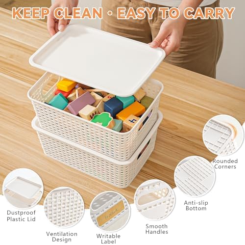10 Pack Small Plastic Storage Bins with Lids
