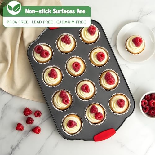 Tiawudi Muffin Pan, Nonstick Cupcake Pan Set, 2 Pack Heavy Duty Muffin