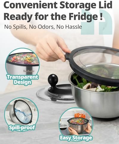 Stainless Steel Salad Spinner with Storage Lid, 5.3 Qt, BPA-Free