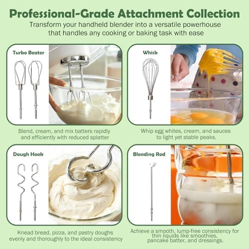 Hand Mixer Attachments, 6 Pcs Stainless Steel Set Turbo Beater, Pro