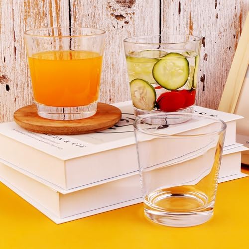 9oz Lowball Glasses, 6pc Short Glass Tumbler - Lead-Free Crystal