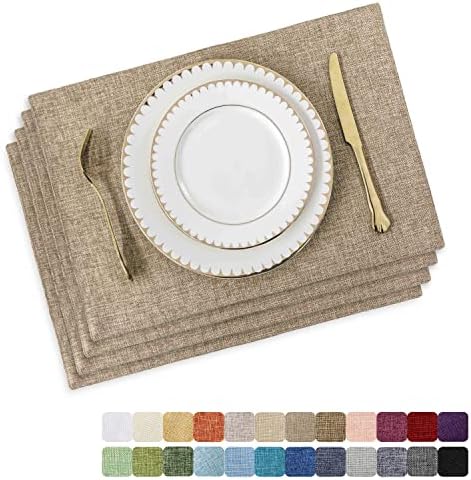 Home Brilliant Linen Placemats Set of 4 Heat Resistant Dining Table