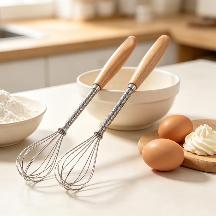 ARFUKA Mini Whisk Stainless Steel Wire Small Egg Whisk, Pack of 2