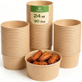 TOPtoper 24 Oz Large Paper Bowls【WITHOUT LIDS】 90 Pack Disposable Soup