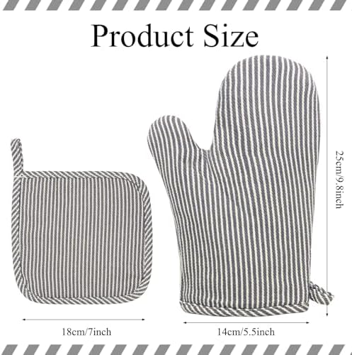 Oven Mitt and Pot Holder Set, 4 Pcs, Heat Resistant