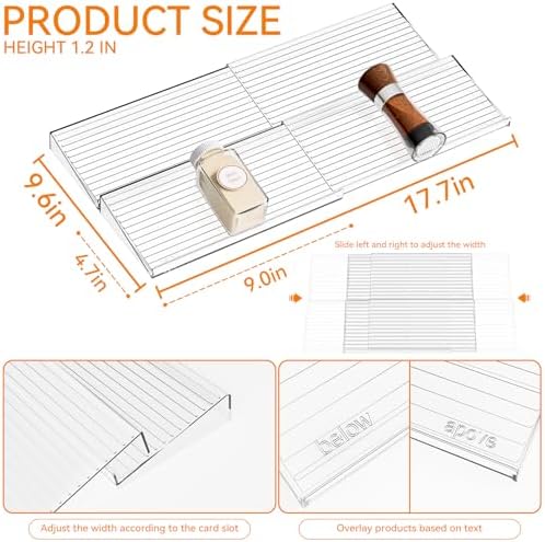 Yieach 4 Pack Adjustable Narrow Spice Rack for Drawer - Expandable