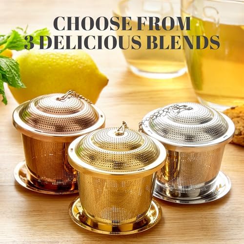 Tea Infuser Set of 2 with Tea Scoop & Drip Trays, Loose Leaf Tea