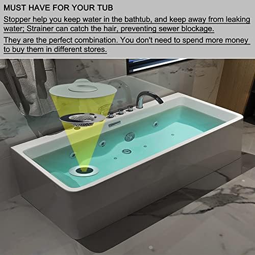 Seatery 2PCS Bathtub Stopper Hair Catcher Kit, Bathtub Drain Strainer