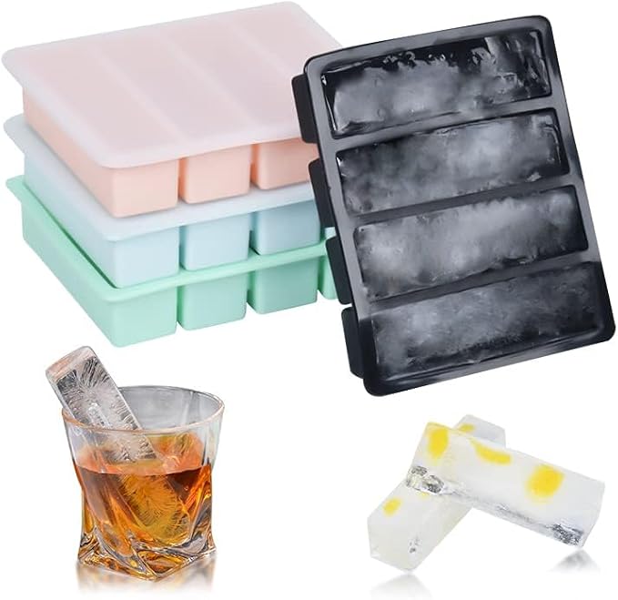 LONGFITE Large and Long Ice Cube Tray 2 Pack Silicone Freezing Container Sticks - Image 6