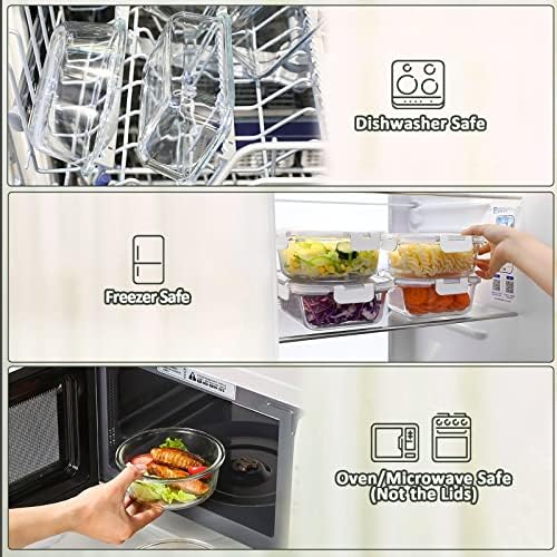M MCIRCO 10 Pack Glass Food Storage Containers with Lids, White