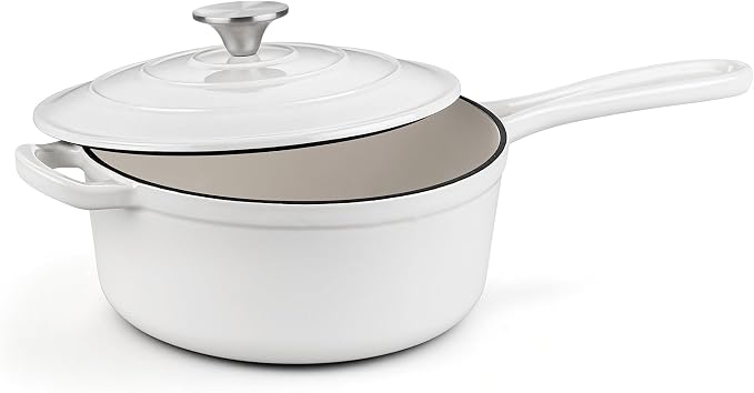 Homikit 3 Quart Saucepan with Lid, Enameled Cast Iron Saucepan by Homikit
