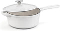 Homikit 3 Quart Saucepan with Lid, Enameled Cast Iron Saucepan by Homikit