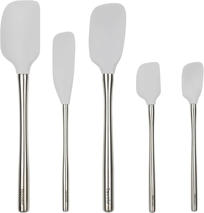Tovolo Stainless Steel Handled Silicone Spatula Set of 5 Oyster Gray, by Tovolo