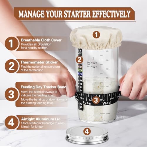 Sourdough Starter Kit,9''Round Proofing Basket,36oz Sourdough Starter