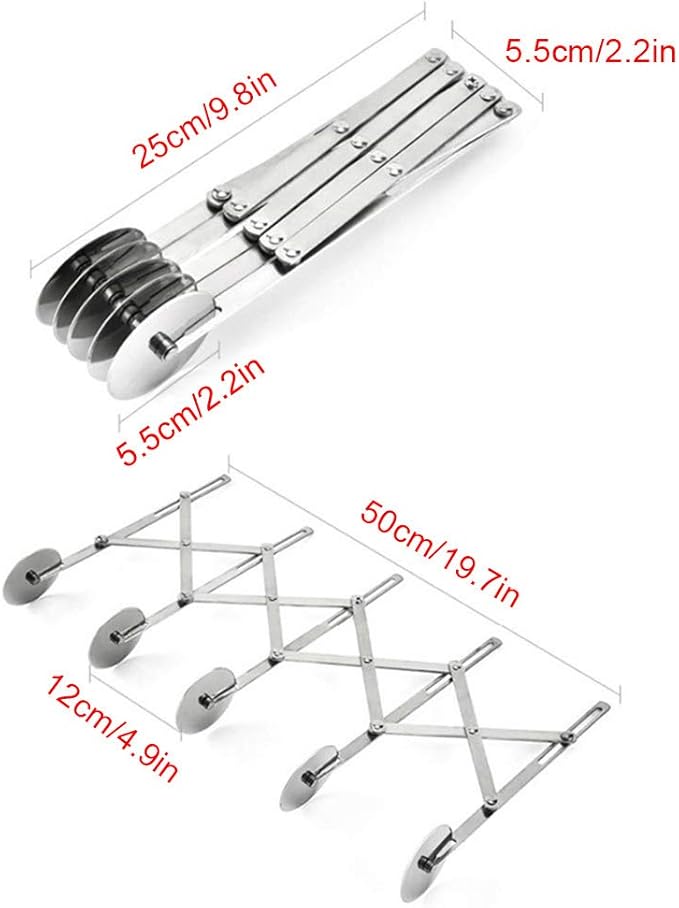 5 Wheel Pastry Cutter, Stainless Pizza Slicer, Expandable Pizza Slicer - Image 3