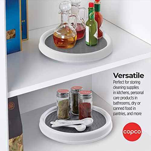 Copco Lazy Susan Turntable Organizer Set of 2, 9 Inch Rotating Cabinet and Pantry Storage, Nonslip Surface with Outer Rim, Wipe Clean