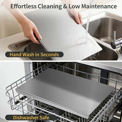 Stainless Steel Cutting Board Set for Kitchen, 2 Pack Metal Cutting