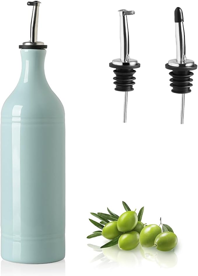 Sweejar Large Ceramic Olive Oil Dispenser Bottle, Opaque Oil Cruet Protects to by Sweejarco1949