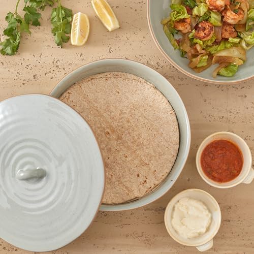 Bico Light Sage Green 9 inch Stoneware Tortilla Warmer with Lid
