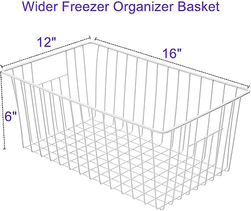16Lx12W inch Wider Freezer Storage Organizer Baskets Container, Deep