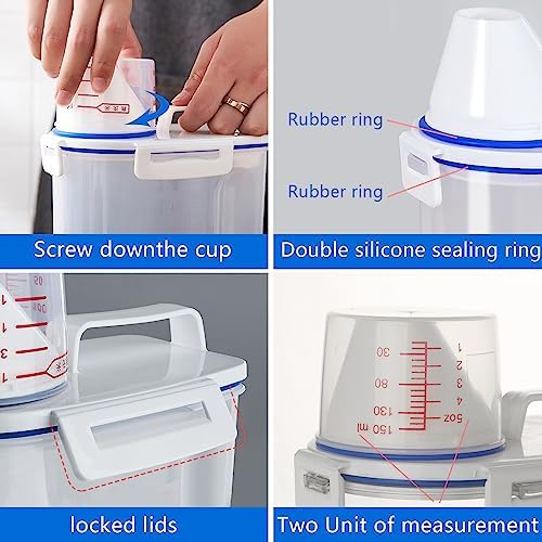 2 Pcs 5.5 LB Rice Storage Container, Airtight Cereal Flour Dispenser