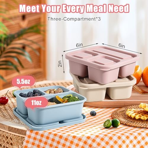 4Piece Silicone Snack Container with Lids - Lightweight Stackable