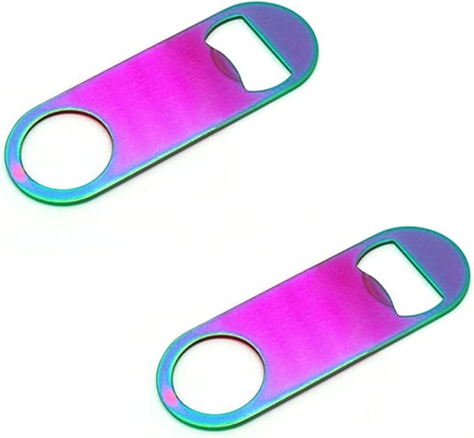 Rainbow Color Stainless Steel Flat Bottle Opener, Sturdy and Durable 2 Pcs to by Unknown