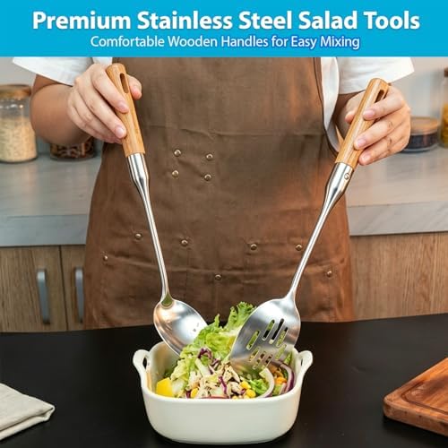 7-Piece Stainless Steel Utensil Set with Wooden Handle