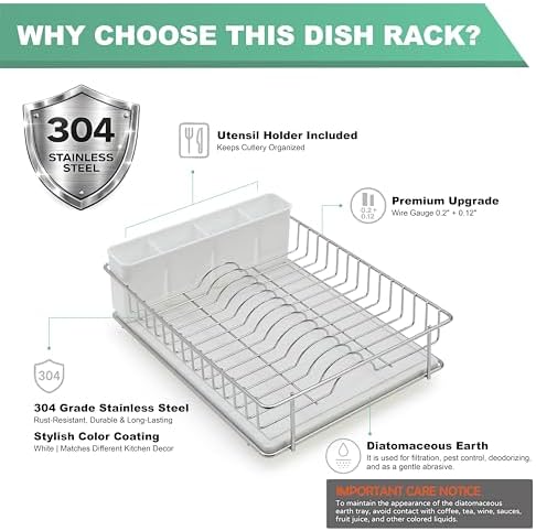 SunnyPoint 304 Stainless Steel Dish Drying Rack, 15.3 x 11.6 in