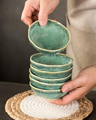 Dipping Bowls Set of 6, 3 oz Ceramic Soy Sauce & Condiment Dishes