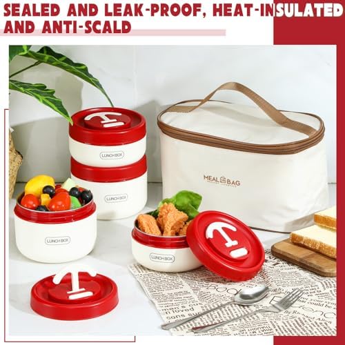 Dandat 4 Pcs Insulated Lunch Container, Portable Bento Box, Stainless