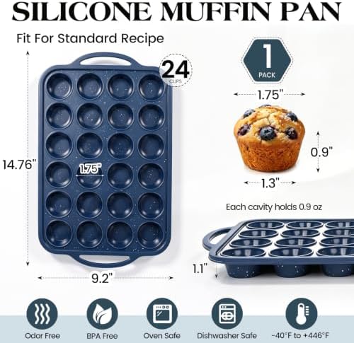 Vinino 2 Pack Mini Silicone Muffin Pan with Stainless Steel Frame