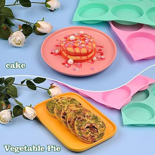 HUAKENER 2 Pcs Silicone Muffin Top Pan for Baking, 4 Inch Round Baking