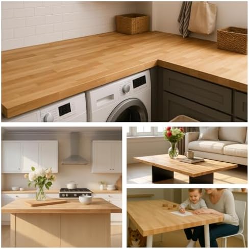 Butcher Block Countertop, 30 x 25 x 1.5 Inches, Solid Birch Wood