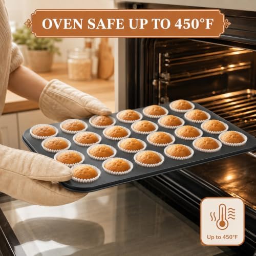 4 Pack Carbon Steel Mini Muffin Pan with 1000 Mini Cupcake Liners
