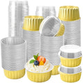 200Pcs Round Aluminum Baking Cake Pans with Clear Plastic Lids, Foil