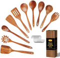 10-Piece Natural Teak Wood Kitchen Utensil Set