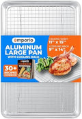 Baking Pan Set - 10.5" x 15" Aluminum Baking Pan with Stainless Steel