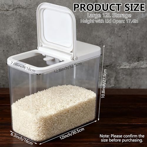 YEXEXINM 20-25 lbs Rice Dispenser with Measuring Spoon 11.4Qt/12L Tall