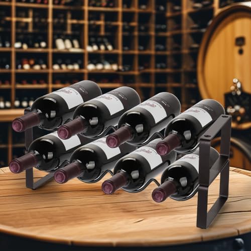 Carperipher Stackable Wine Rack Countertop, 8 Bottles 2 Tier Wine