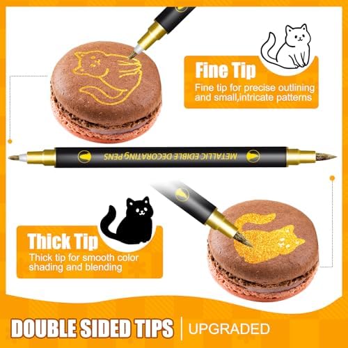 10-Piece Dual-Sided Edible Food Markers, Fine and Thick Tips