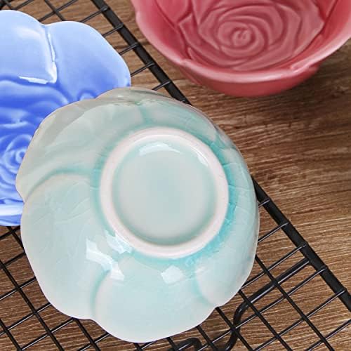 VanEnjoy 4 pcs Colorful Glaze Flower Pattern Ceramic Soy Sauce Dipping